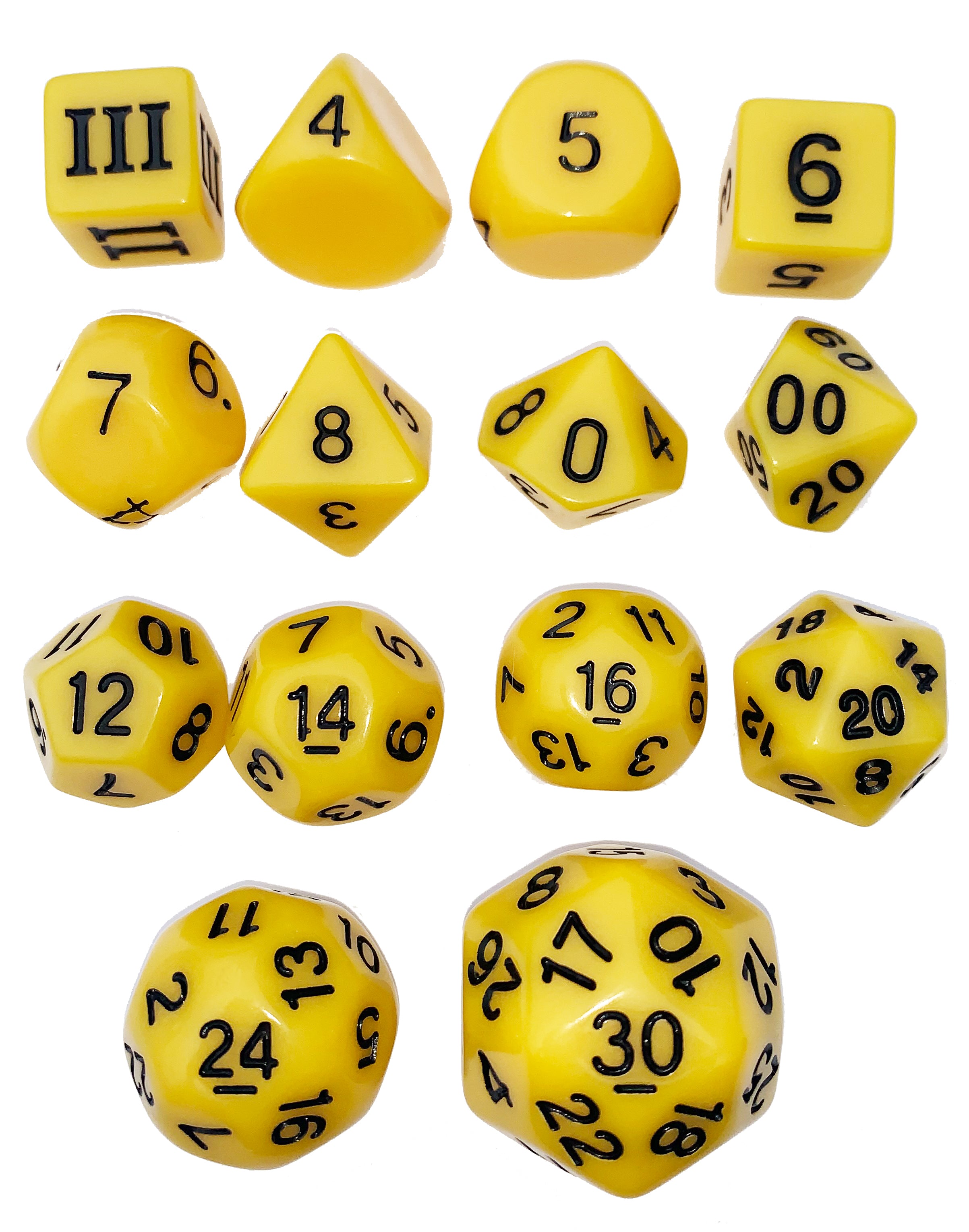 Opaque 14 Unusual DCC Dice Set Yellow Impact! Miniatures