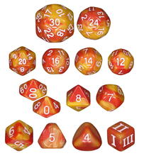 Load image into Gallery viewer, Specialty 14 Unusual DCC Dice Set - Flame Arrows
