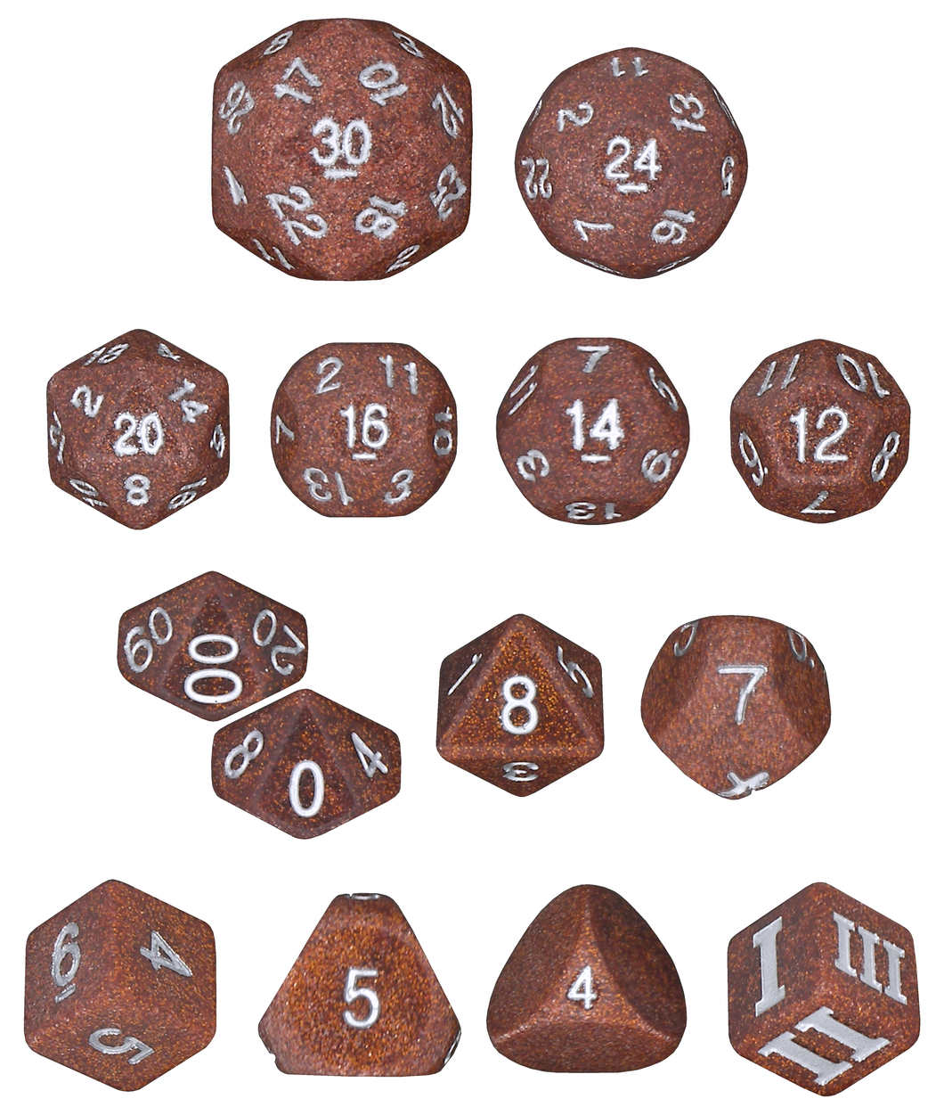 Specialty 14 Unusual DCC Dice Set - Fool's Gold