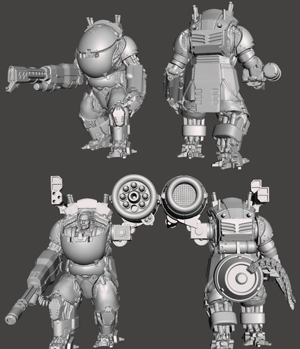 Power Armor Hardsuits - image showing with both a closed and open cockpit