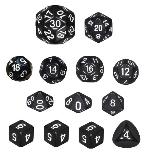 Bridge of Death Dice Set - Expanded RPG D4 to D30 - Black