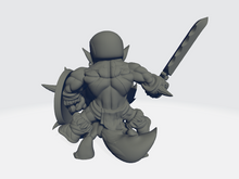 Load image into Gallery viewer, Chibiatures - Sword &amp; Shield Orc W/Wolf Mount
