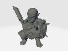 Load image into Gallery viewer, Chibiatures - Sword &amp; Shield Orc W/Wolf Mount
