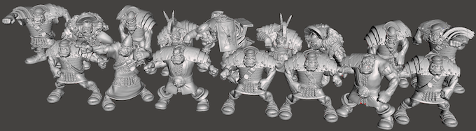 Digital STLs - 29 Models - Roman Orc Fantasy Football Team