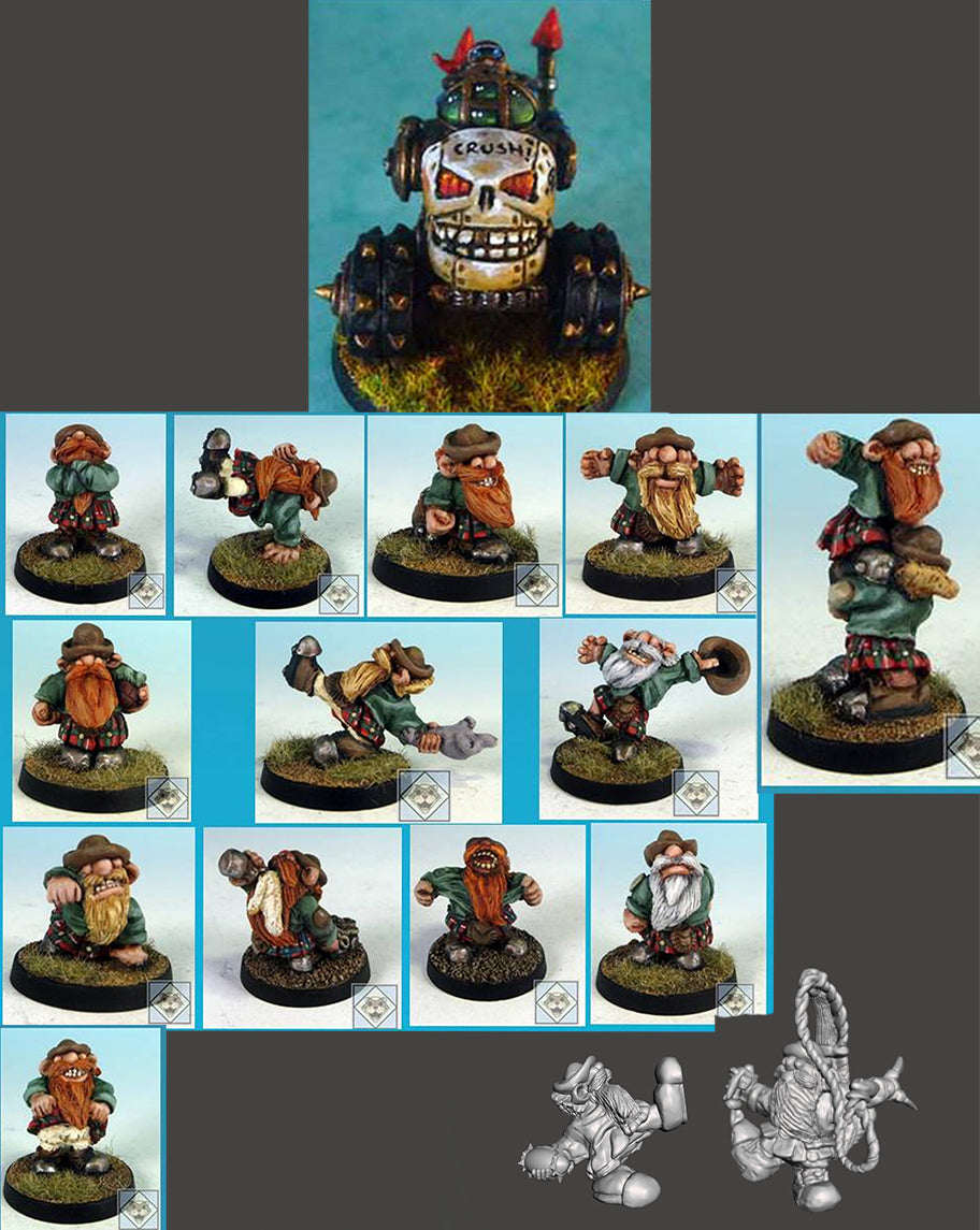 Digital STL files - Scotling Fantasy Football Team - full Dwarf team - 16 models