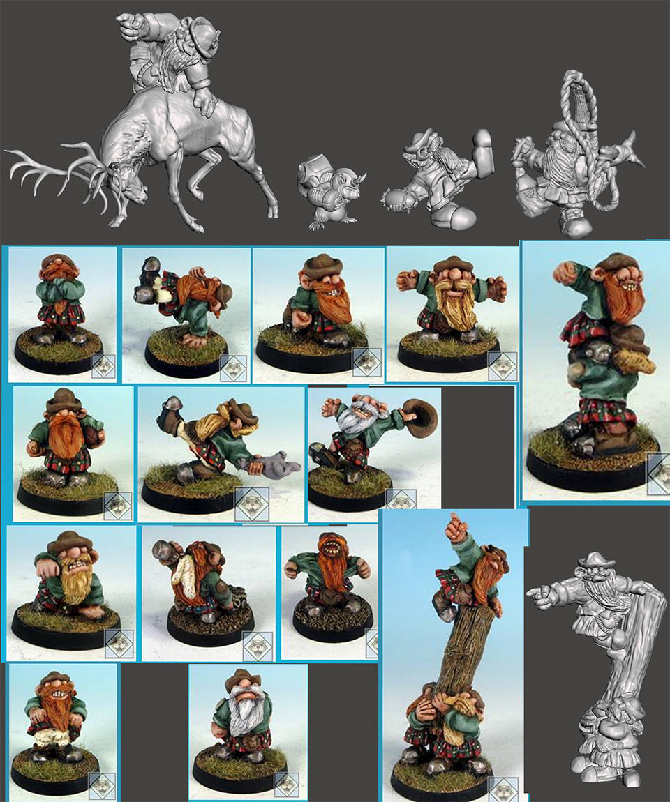 Digital STL Files - Scotling Fantasy Football Team - full Halfling team - 19 models