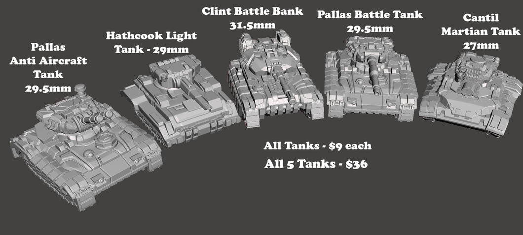 Whisper Mecha / Mech - Set of 5 Tanks (One Piece Models)