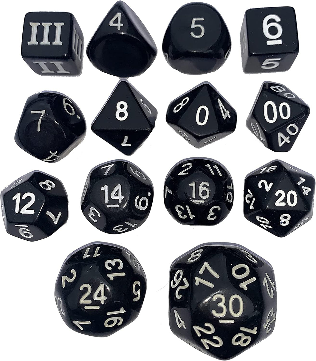 Opaque 14 Unusual DCC Dice Set - Black