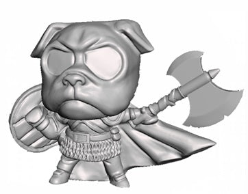 Chibi Tooth & Sword Pug Warrior