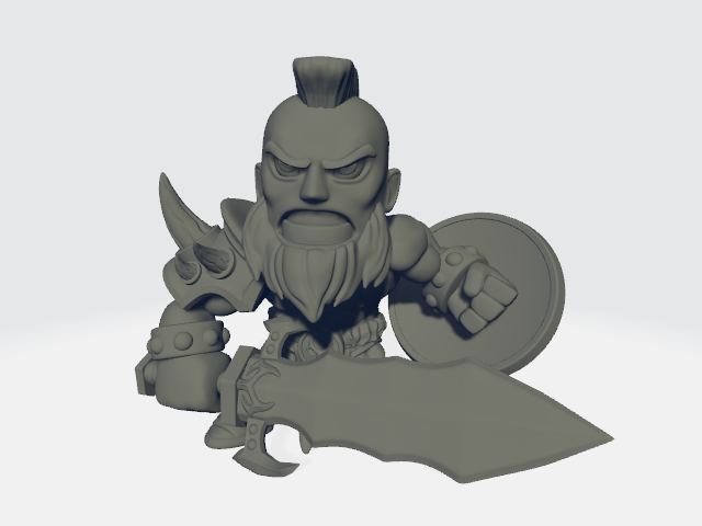 Chibiatures - Barbarian #4 W/Sword and Shield