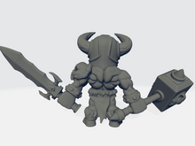 Load image into Gallery viewer, Chibiatures - Barbarian #5 W/Hammer and Sword
