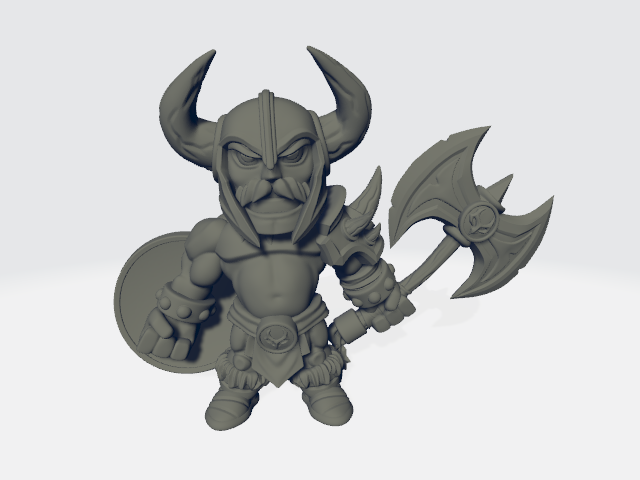Chibiatures - Barbarian #8 W/Axe and Shield